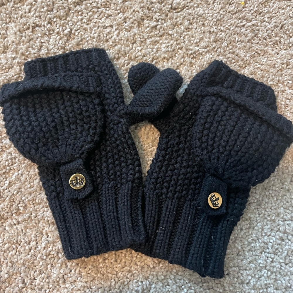 Juicy Couture Black Knit Mittens